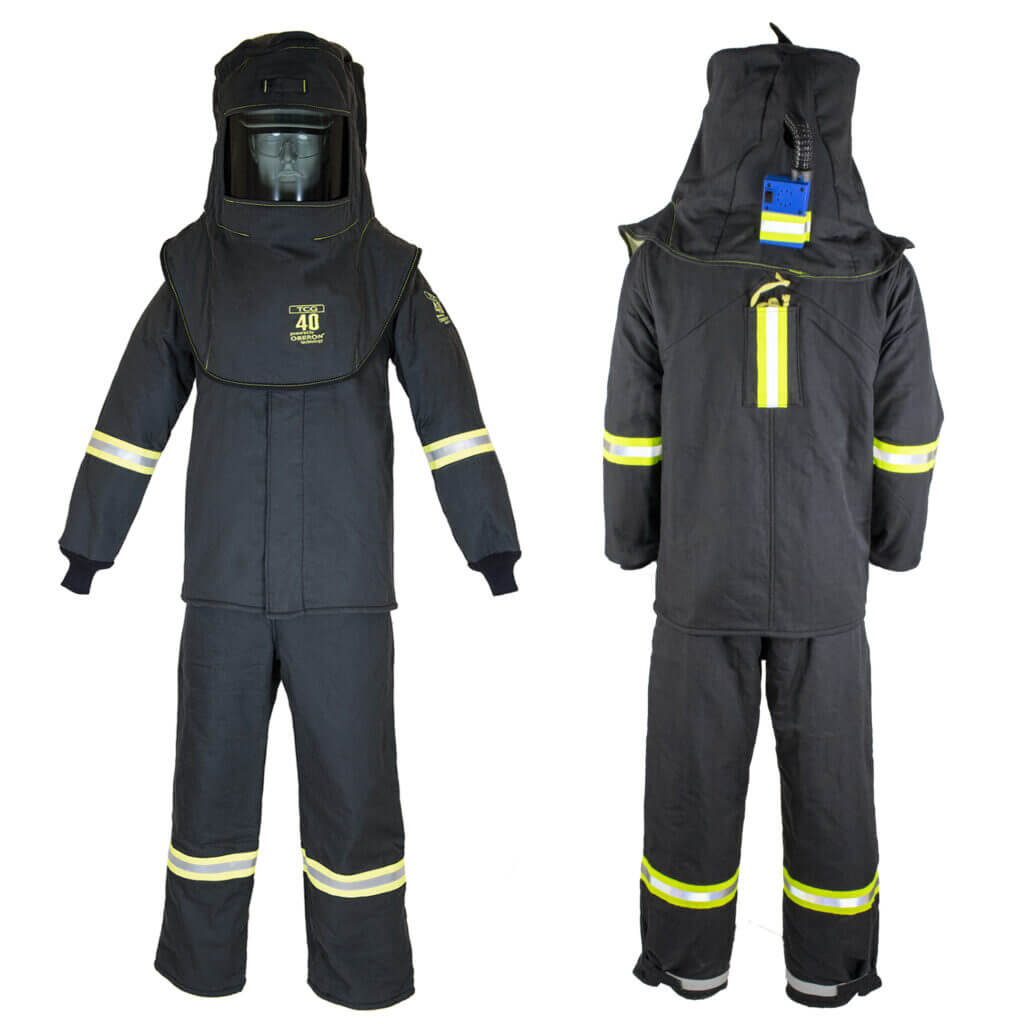 40 Cal TCG™ Deluxe Arc Flash Suit Kit (Hood, Coat with Escape Strap and Bib-Overall with 26″ Leg Zippers)